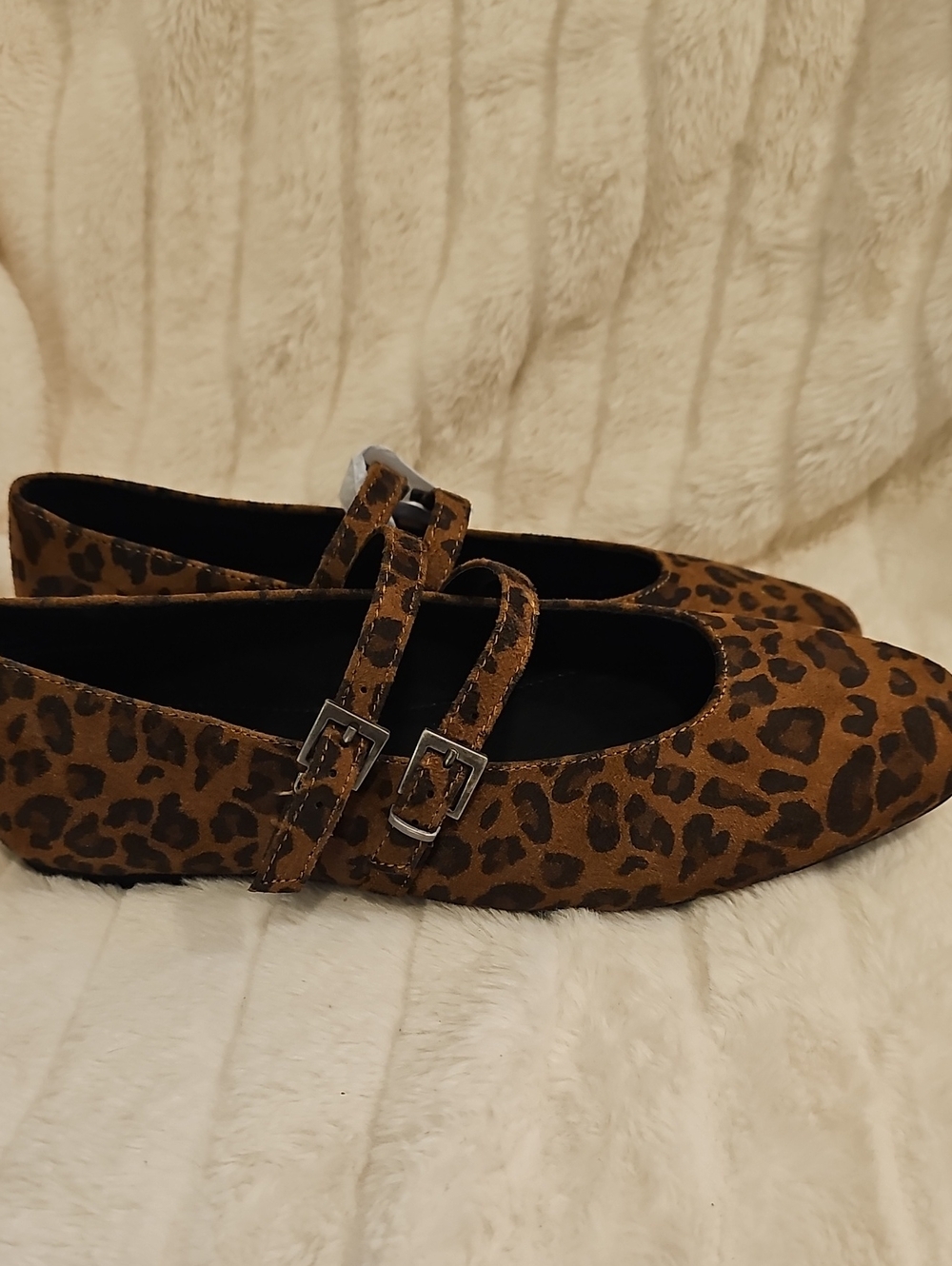 Arizona Jean Company Leopard Print Double-Strap Flats - Brown/Black
